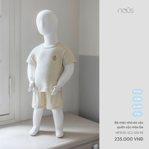  Bộ mặc nhà áo cộc quần cộc màu be 