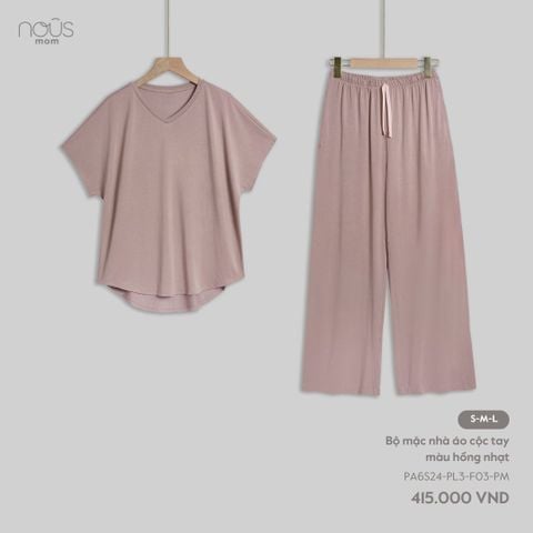  Bộ mặc nhà áo cộc tay màu hồng nhạt 