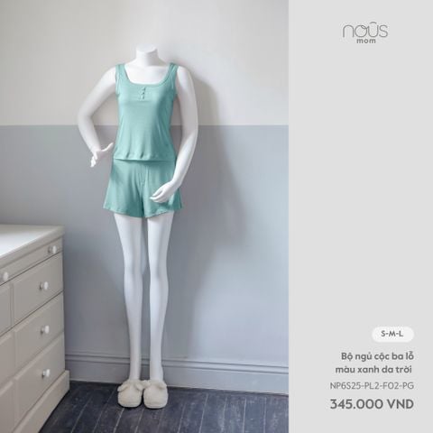  Bộ ngủ cộc ba lỗ màu xanh da trời 
