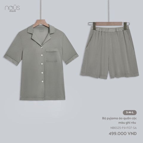  Bộ pyjama áo quần cộc màu ghi rêu 
