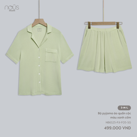  Bộ pyjama áo quần cộc màu xanh cốm 