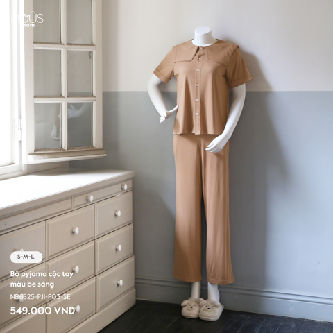  Bộ pyjama cộc tay màu be SÁNG 