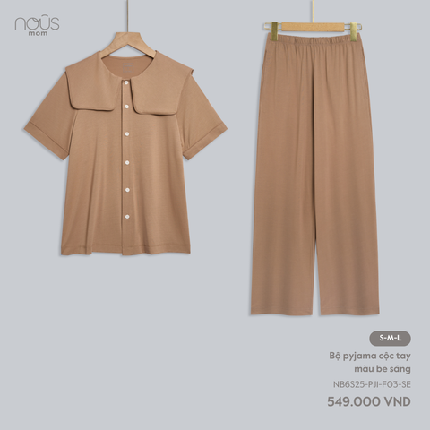  Bộ pyjama cộc tay màu be SÁNG 