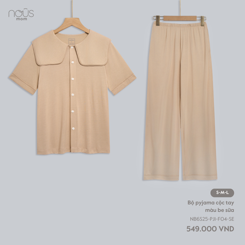  Bộ pyjama cộc tay màu be SỮA 