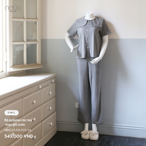  Bộ pyjama cộc tay màu GHI XƯỚC 