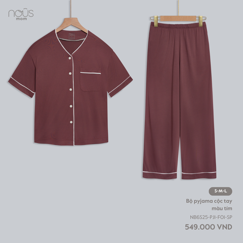  Bộ pyjama cộc tay màu tím 