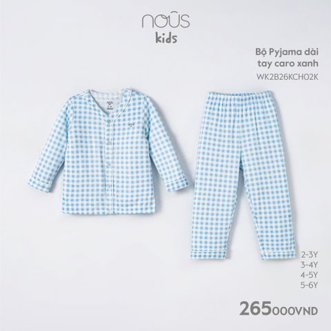  Bộ Pyjama dài tay caro xanh 