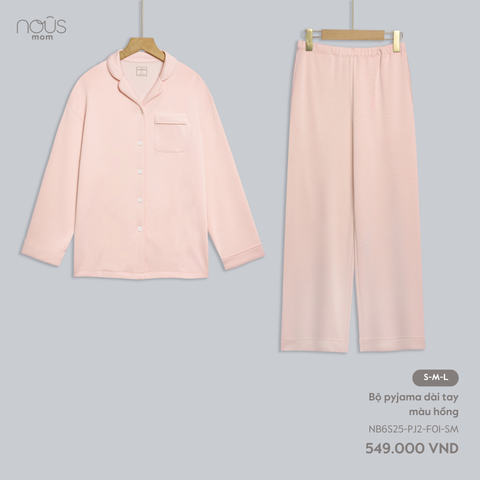  Bộ Pyjama dài tay màu hồng 