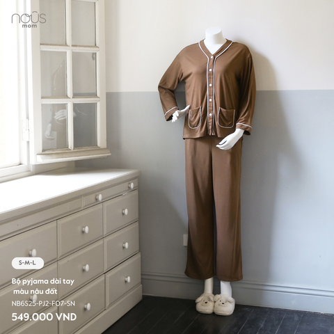  Bộ pyjama dài tay màu nâu ĐẤT 