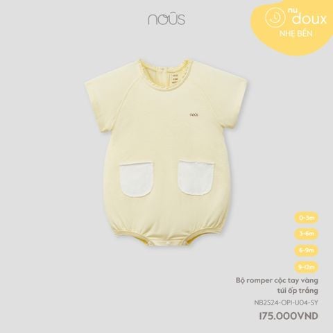  Bộ romper cộc tay vàng túi ốp trắng 
