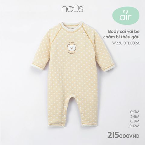  Body cài vai be chấm bi thêu gấu 
