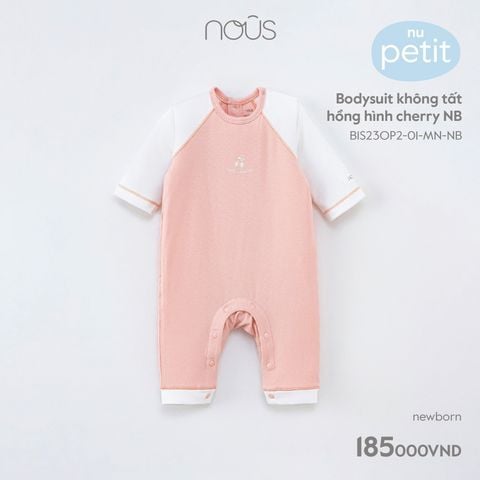  Bodysuit không tất hồng hình cherry NB 