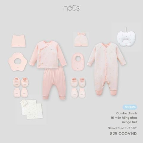 Combo đi sinh 16 món hồng nhạt in họa tiết NB 