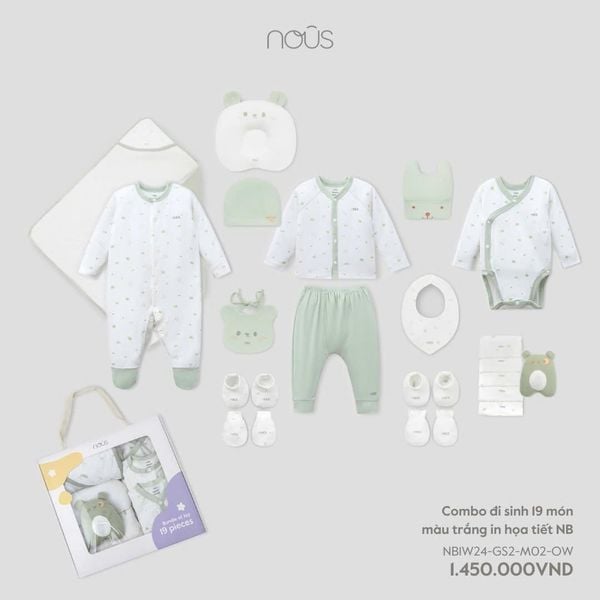  Combo đi sinh 19 món màu trắng IN HỌA TIẾT 