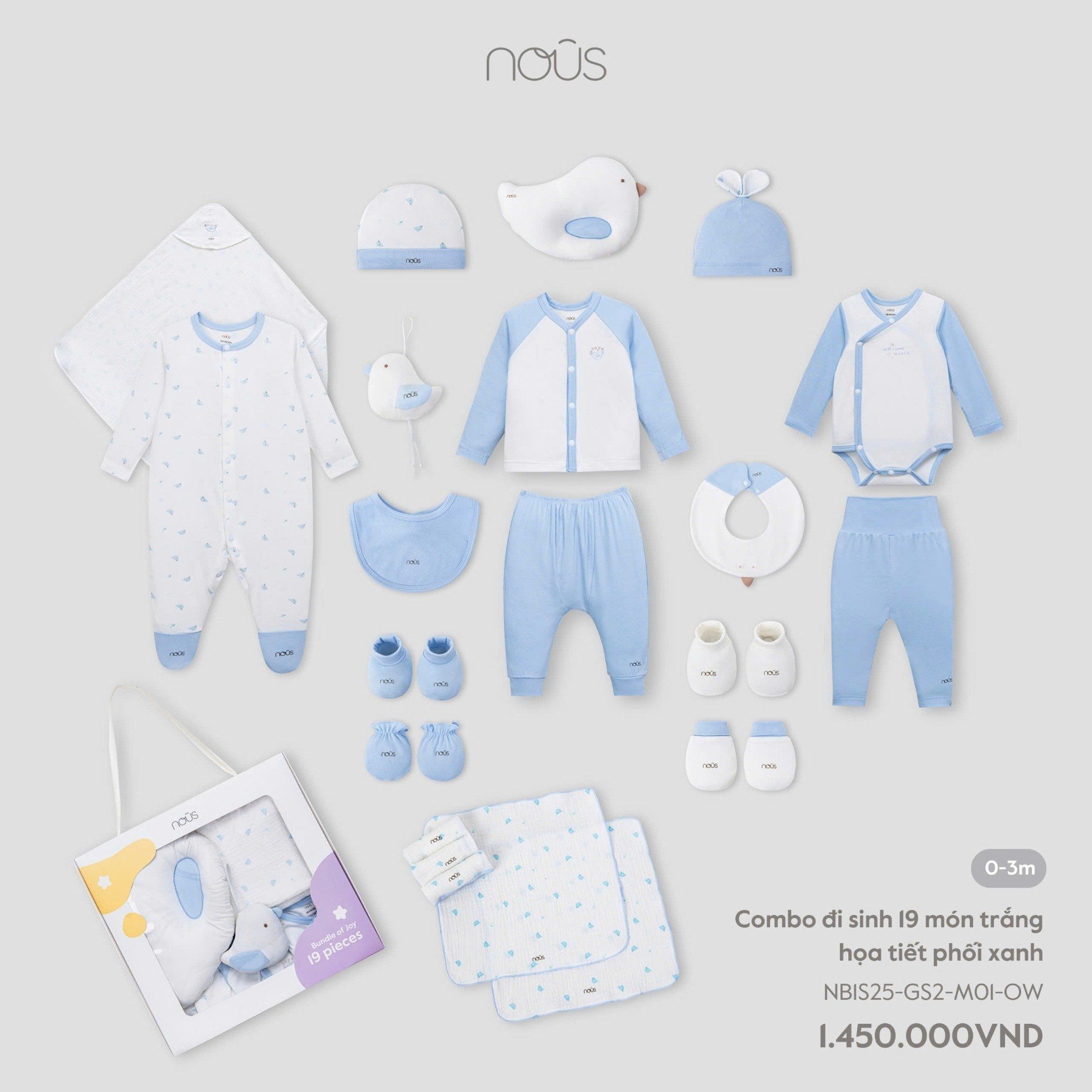  Combo đi sinh 19 món trắng họa tiết phối xanh NB 