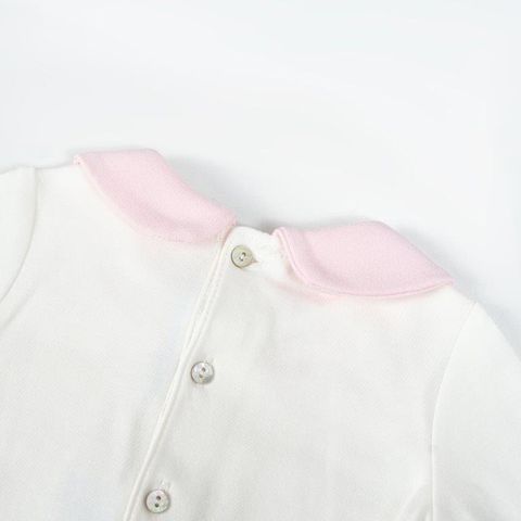  Set bodysuit dài trắng phối hồng nhạt 