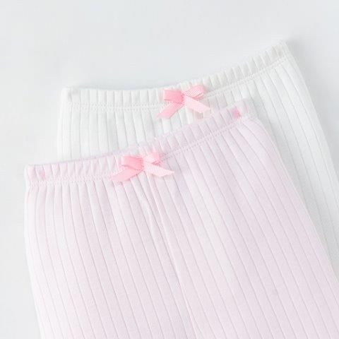  Set 2 quần dài màu hồng và trắng đính nơ 