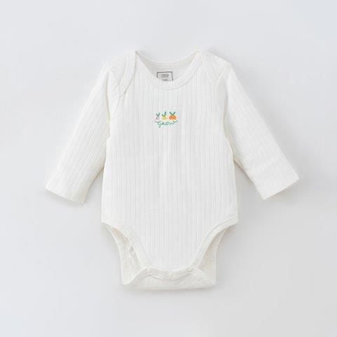  Set 2 bodysuit dài tay trắng - xanh có hình in 