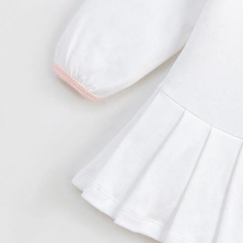  Váy dài màu trắng cổ polo xếp ly 