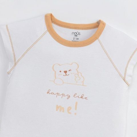  Bộ cộc áo trắng in hình gấu phối quần màu cam 