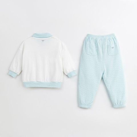  Bộ dài áo trắng cổ polo phối quần xanh 