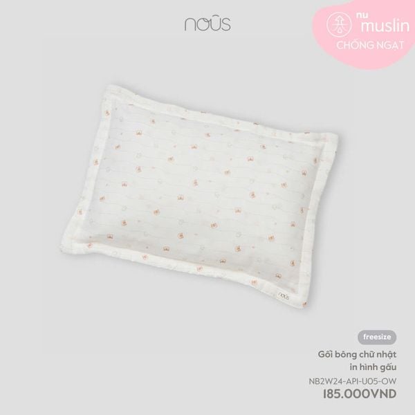  Gối BÔNG chữ nhật in hình gấu 