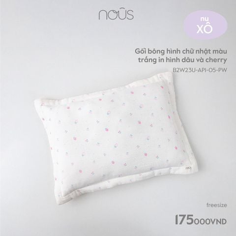  Gối bông hình chữ nhật màu trắng in hình dâu và cherry 