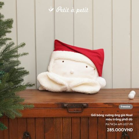  Gối bông vuông ông già Noel màu trắng phối đỏ 