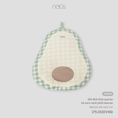 Gối định hình quả bơ kẻ caro xanh phối màu be 