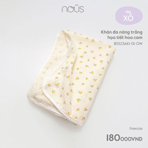  Khăn đa năng trắng họa tiết hoa cam 