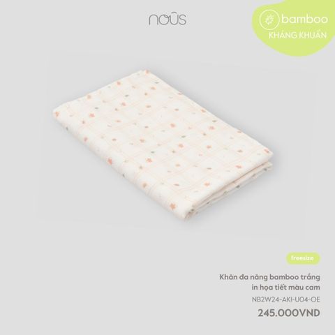  Khăn đa năng bamboo trắng in họa tiết màu CAM 