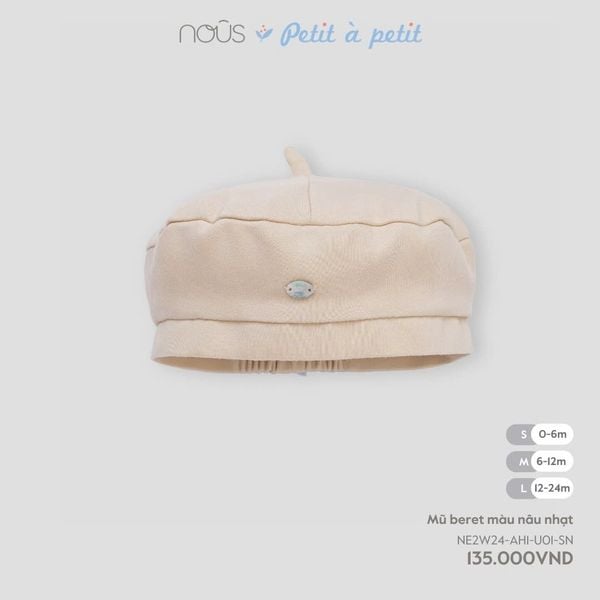  Mũ beret màu nâu nhạt 