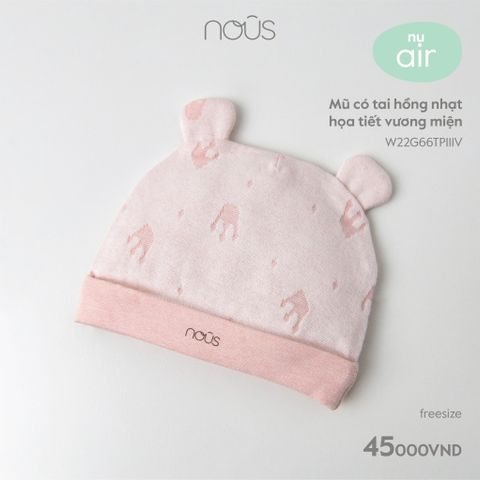  Mũ có tai hồng nhạt họa tiết vương miện 