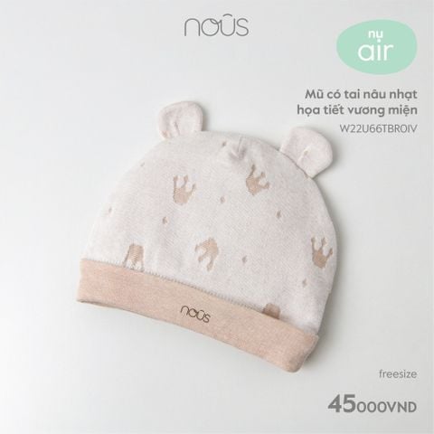  Mũ có tai nâu nhạt họa tiết vương miện 