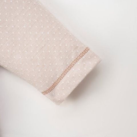  Bộ liền dài màu hồng chấm bi 