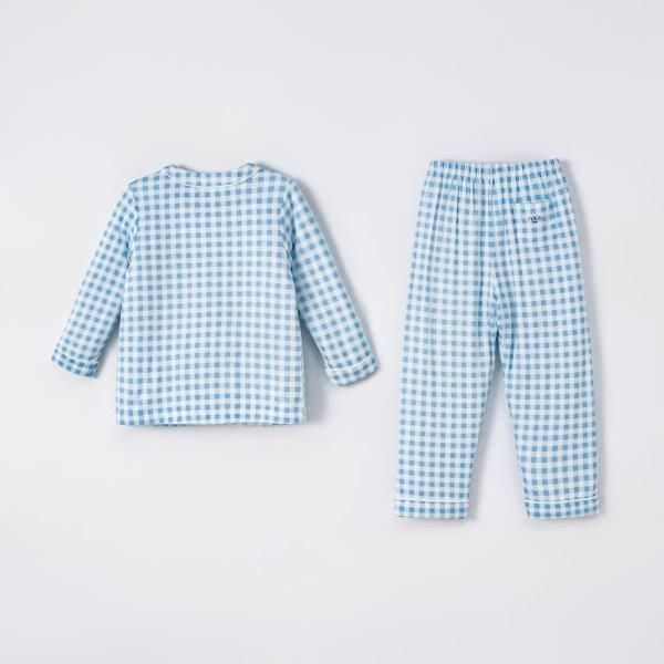  Bộ Pyjama dài tay caro xanh 