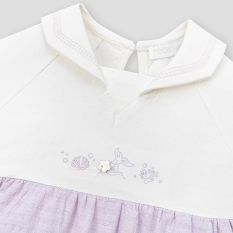  Bộ liền cộc màu tím phối trắng 