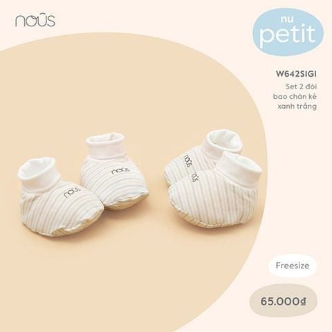  Set 2 đôi bao chân kẻ xanh trắng 