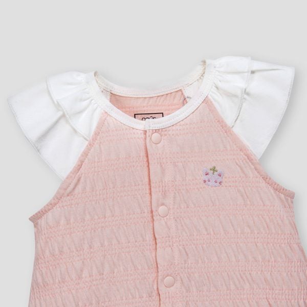  Bodysuit cộc màu HỒNG PHỐI TRẮNG thêu trang trí 