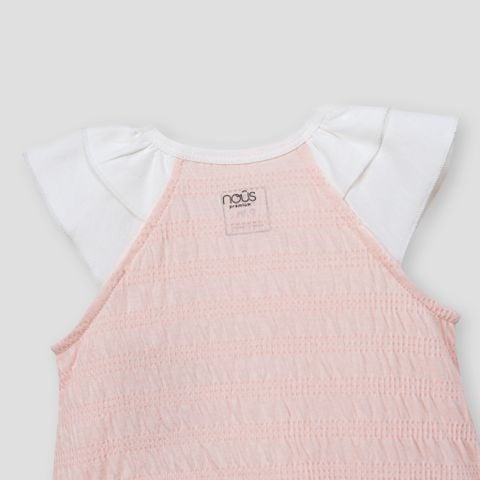  Bodysuit cộc màu HỒNG PHỐI TRẮNG thêu trang trí 