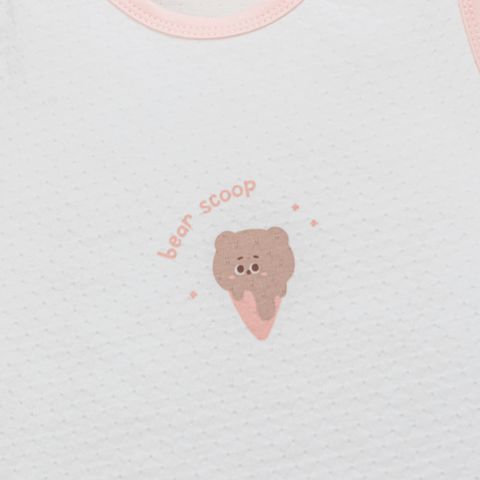 Bộ ba lỗ áo trắng phối quần hồng nhạt 