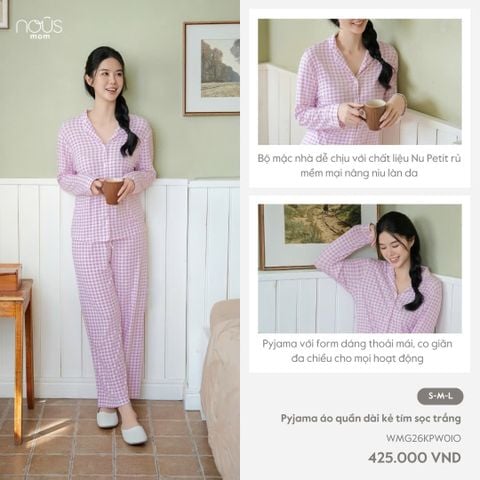  Pyjama áo quần dài kẻ tím sọc trắng 