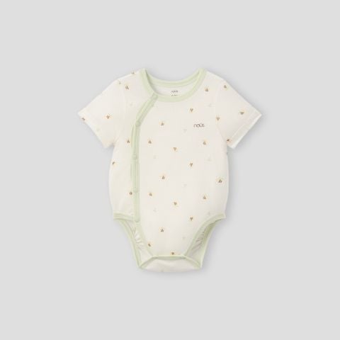  Set 2 bodysuit cộc áo trắng họa tiết phối xanh lá 