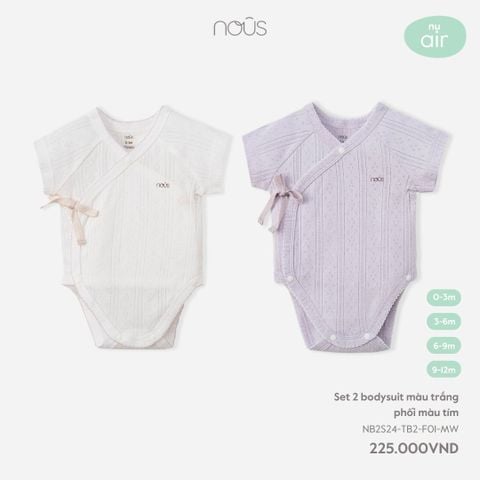  Set 2 bodysuit màu trắng phối màu tím 