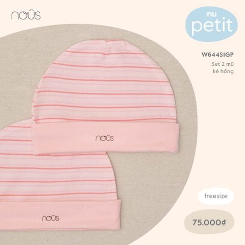  Set 2 Mũ kẻ hồng 