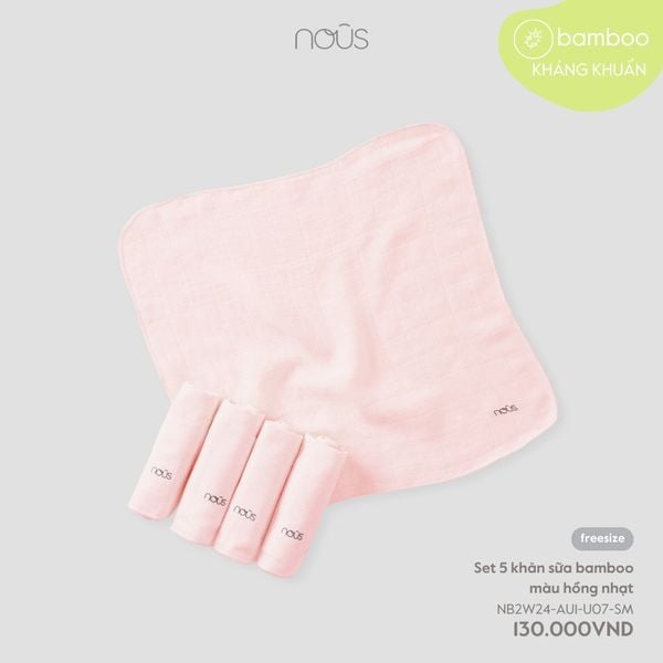  Set 5 khăn sữa bamboo màu hồng nhạt 