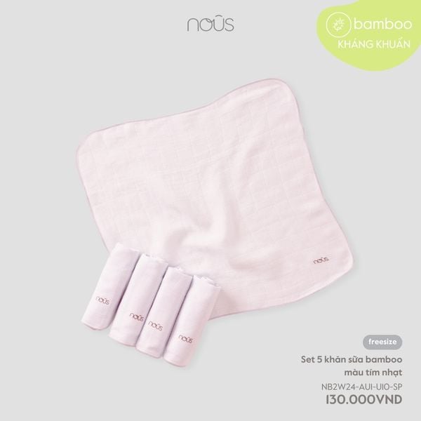  Set 5 khăn sữa bamboo màu tím nhạt 