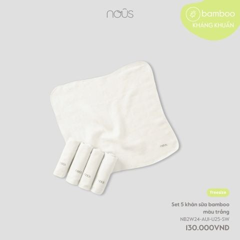  Set 5 khăn sữa bamboo màu trắng 