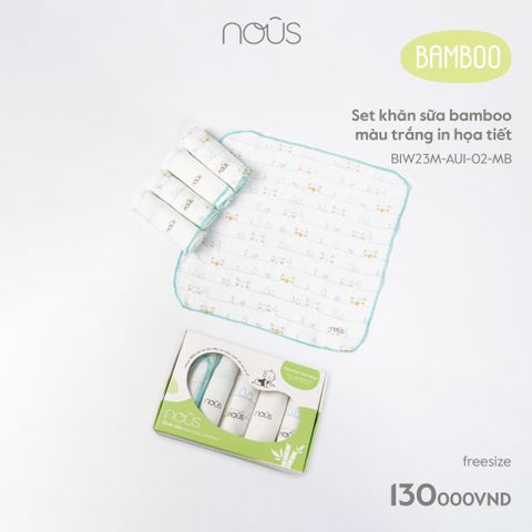  Set khăn sữa bamboo màu trắng in họa tiết 