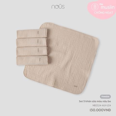  Set 5 khăn sữa màu nâu be 